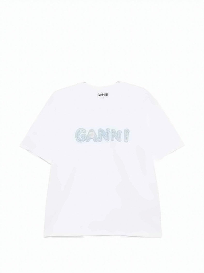 Ganni Embroidered Logo Short-Sleeved T-Shirt