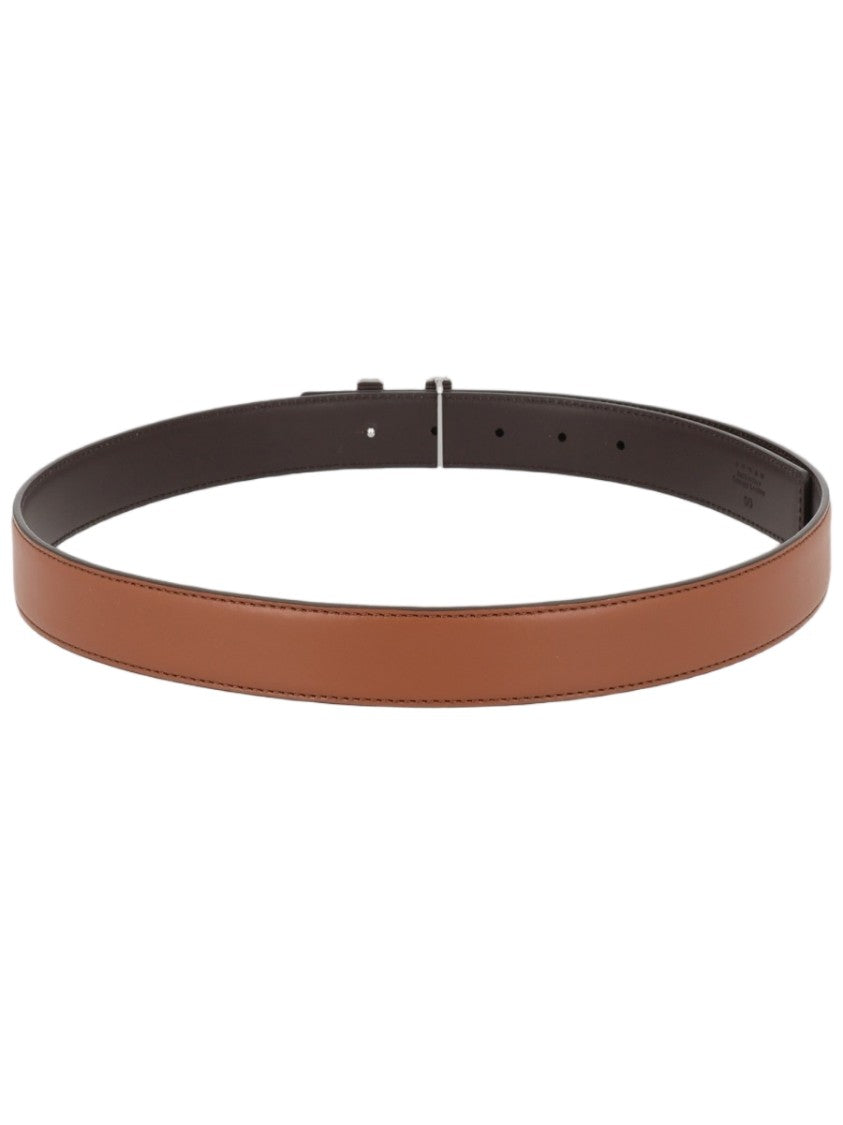 Hogan Narrow Calfskin Leather T Buckle Belt