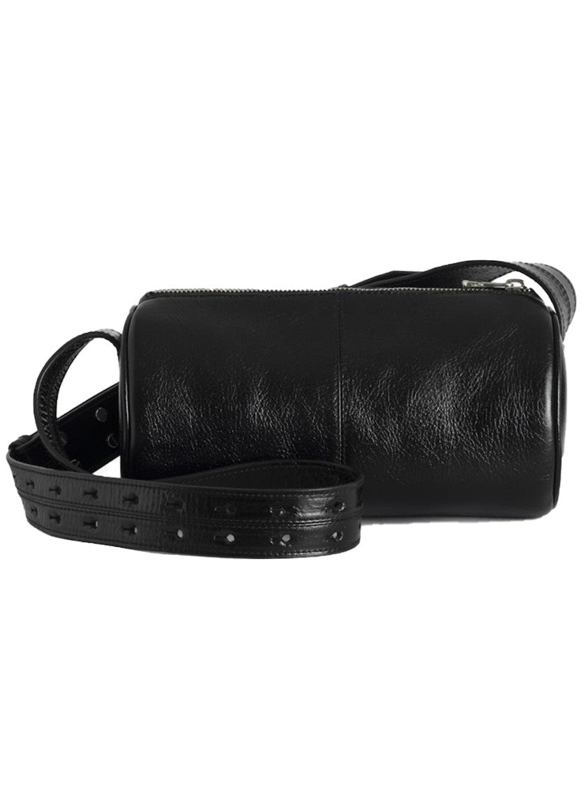 Zadig & Voltaire Textured Black Leather Cylindrical Shoulder Bag