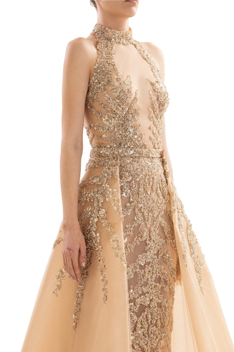 Saiid Kobeisy Gold Beaded Long Dress