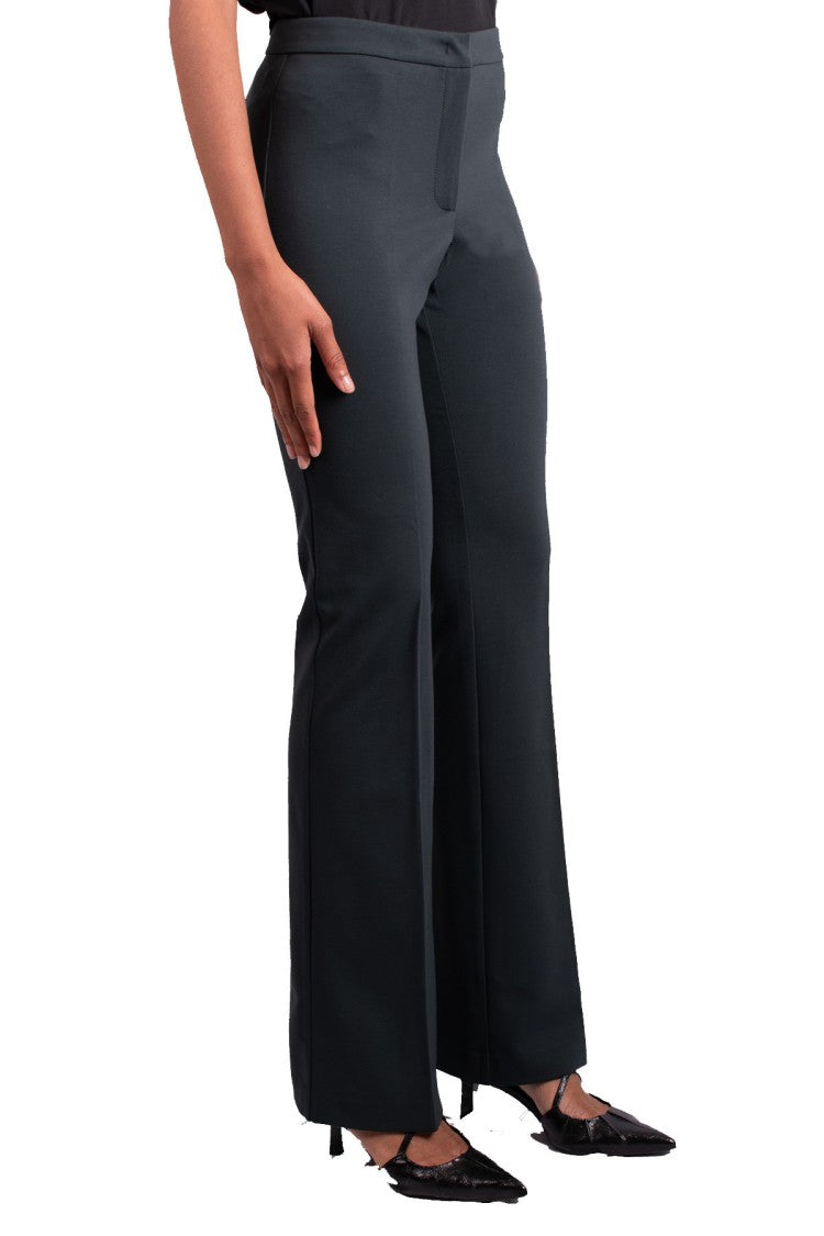 Pinko Green Viscose-Blend Flared Pants