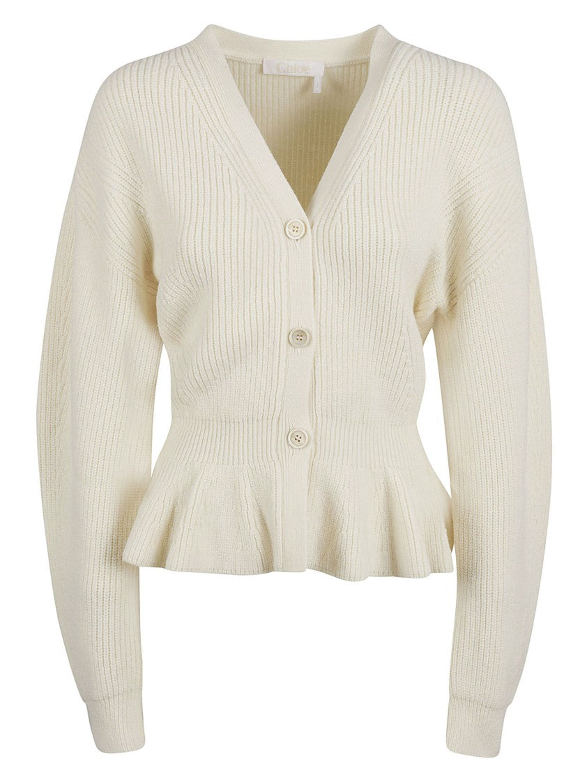 Chloé Ribbed Wool Sweater With V-Neckline
