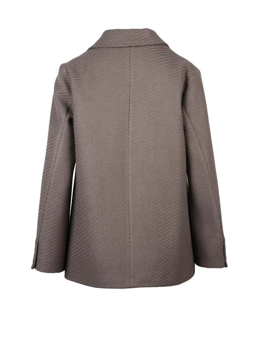 Lakore Turquoise Double-Breasted Wool-Blend Short Coat