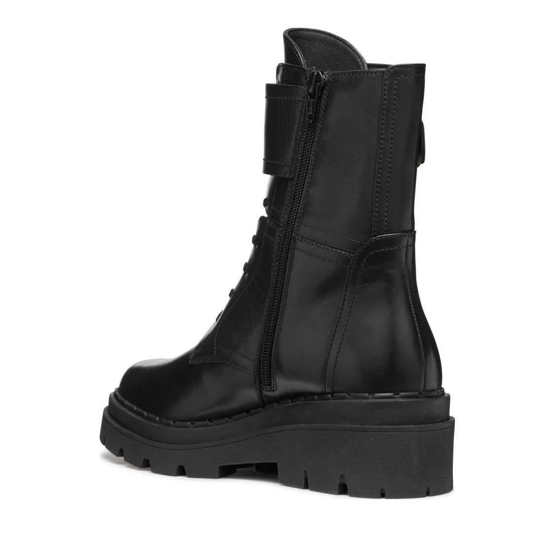Geox Felleny Black Wool-Lined Lace-Up Leather Boots