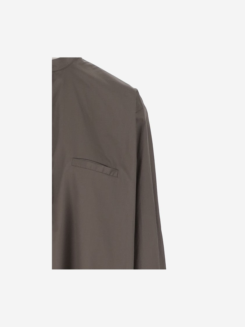 Sa Su Phi Wide Fit Cotton Shirt With Mandarin Collar