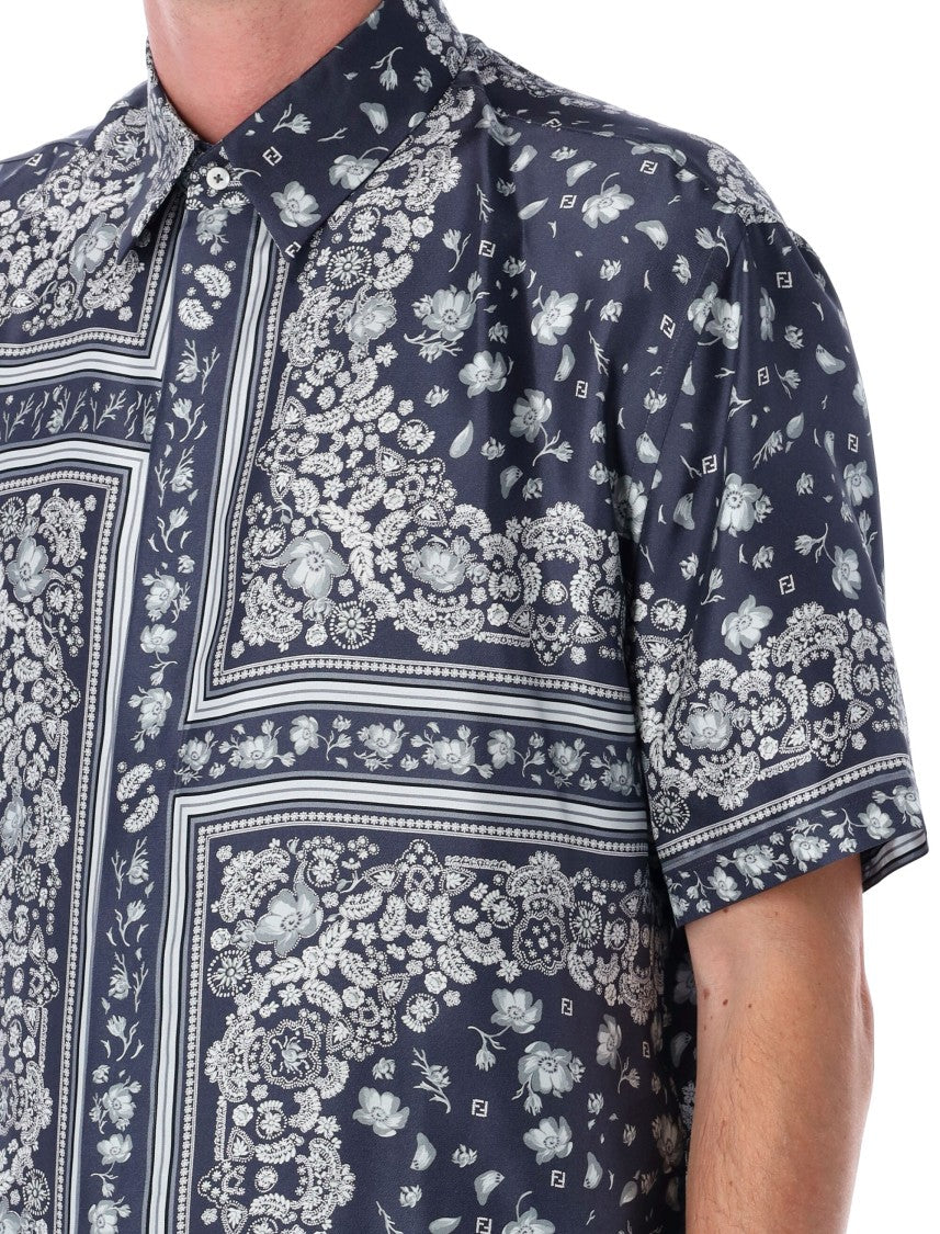 Fendi Bandana Print Silk Shirt With Italian-Style Collar