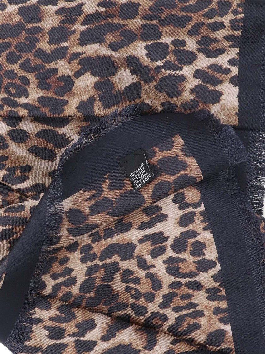 Nili Lotan Animal Print Scarf – Brown