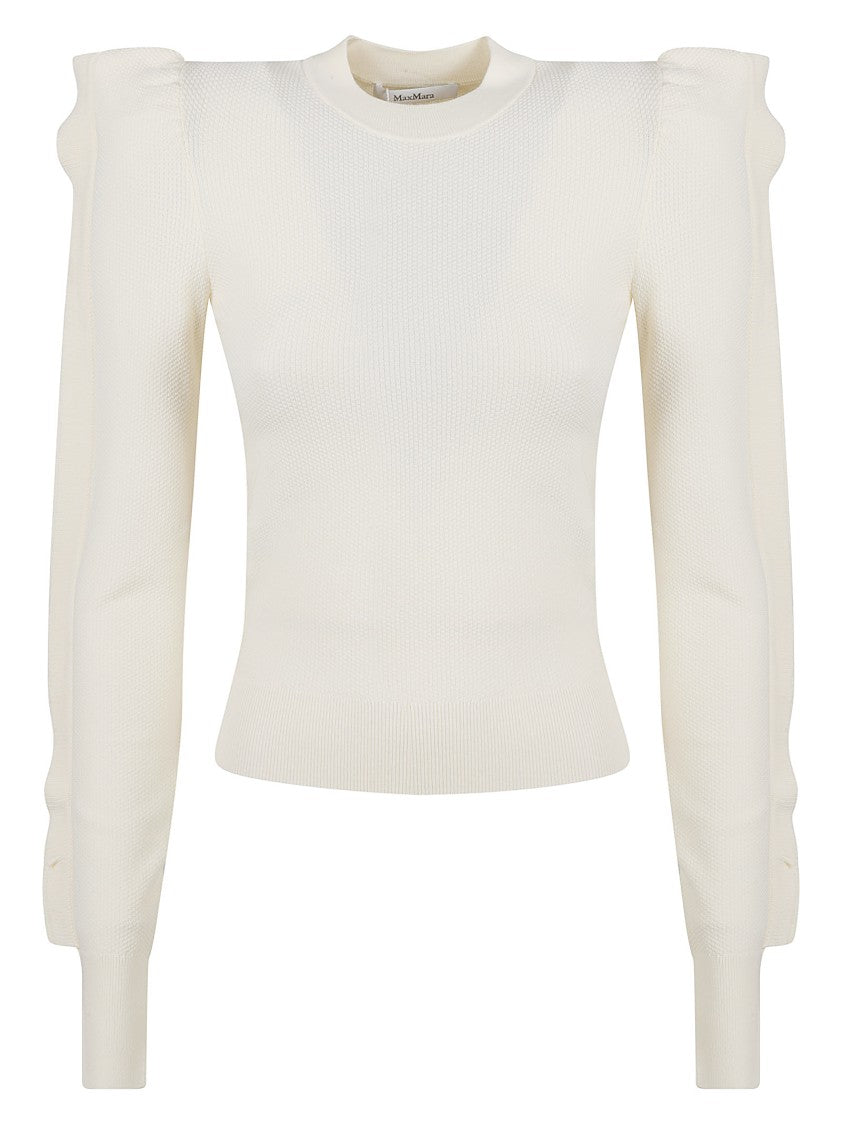 Max Mara Fitted Ribbed Top With Puffed Sleeves