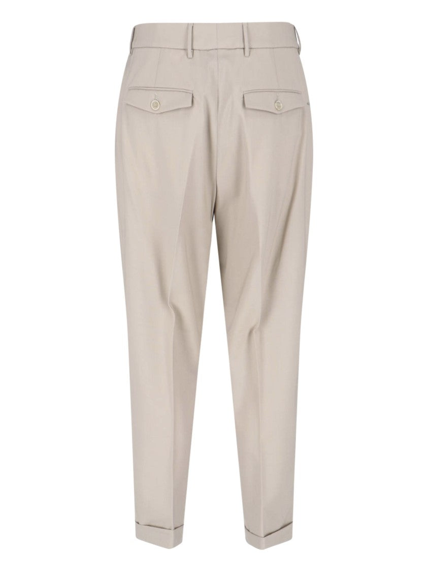 Cruna Beige Tailored Straight-Leg Virgin Wool Trousers