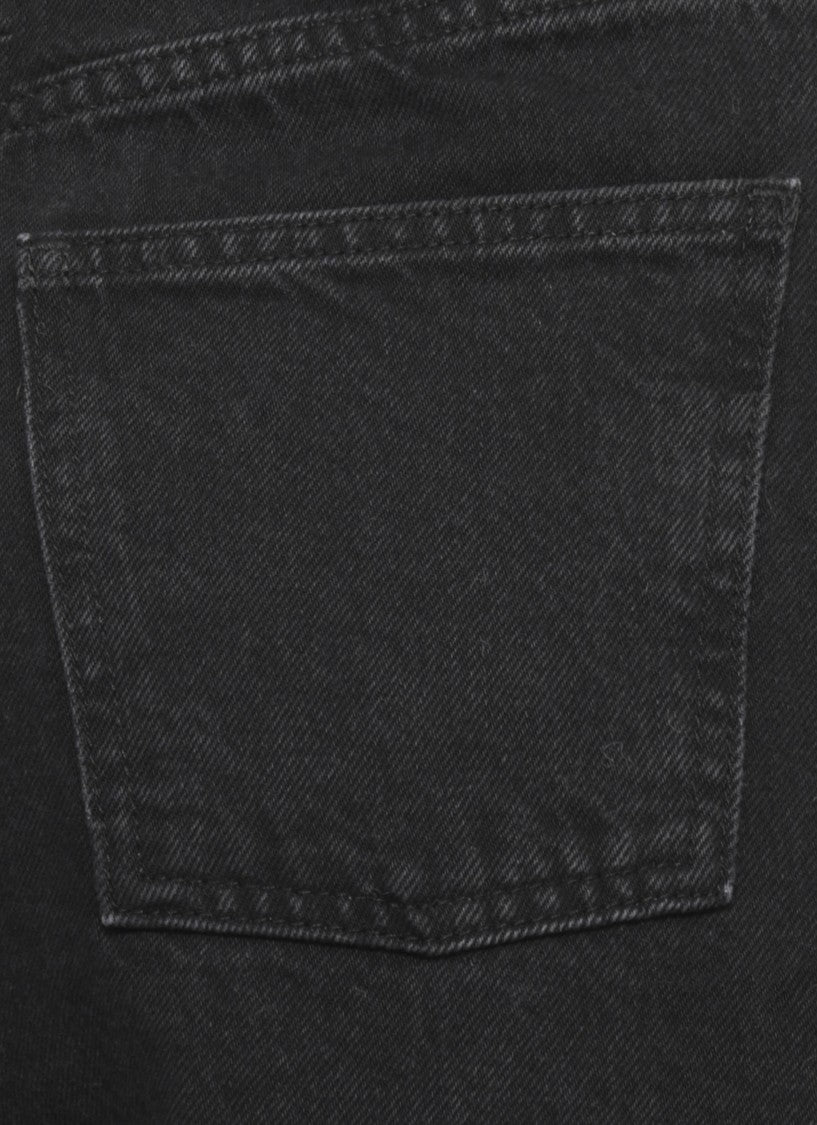 Rotate Black Cotton Wide-Leg Barrel Jeans
