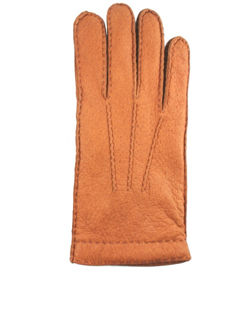 Restelli Brown Peccary Cash Textured Gloves