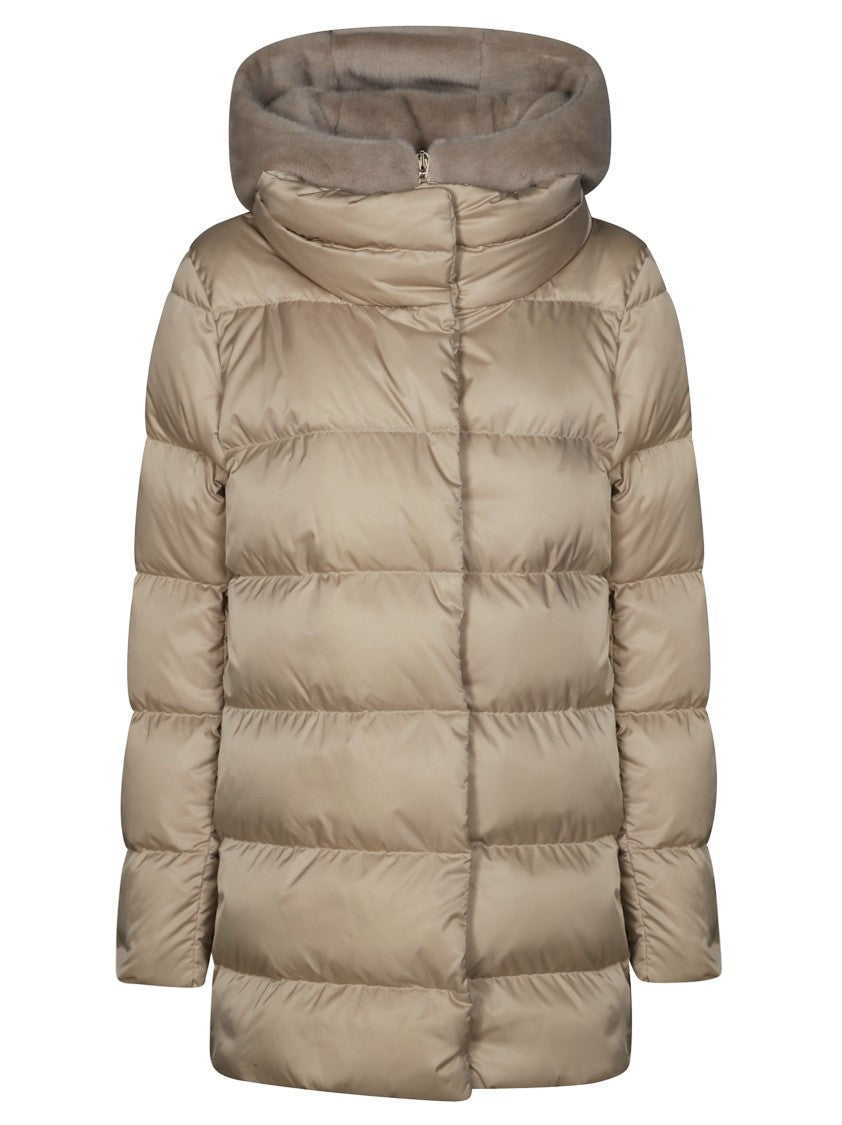 Herno A-Line Satin Dress With Structured Bib Detail