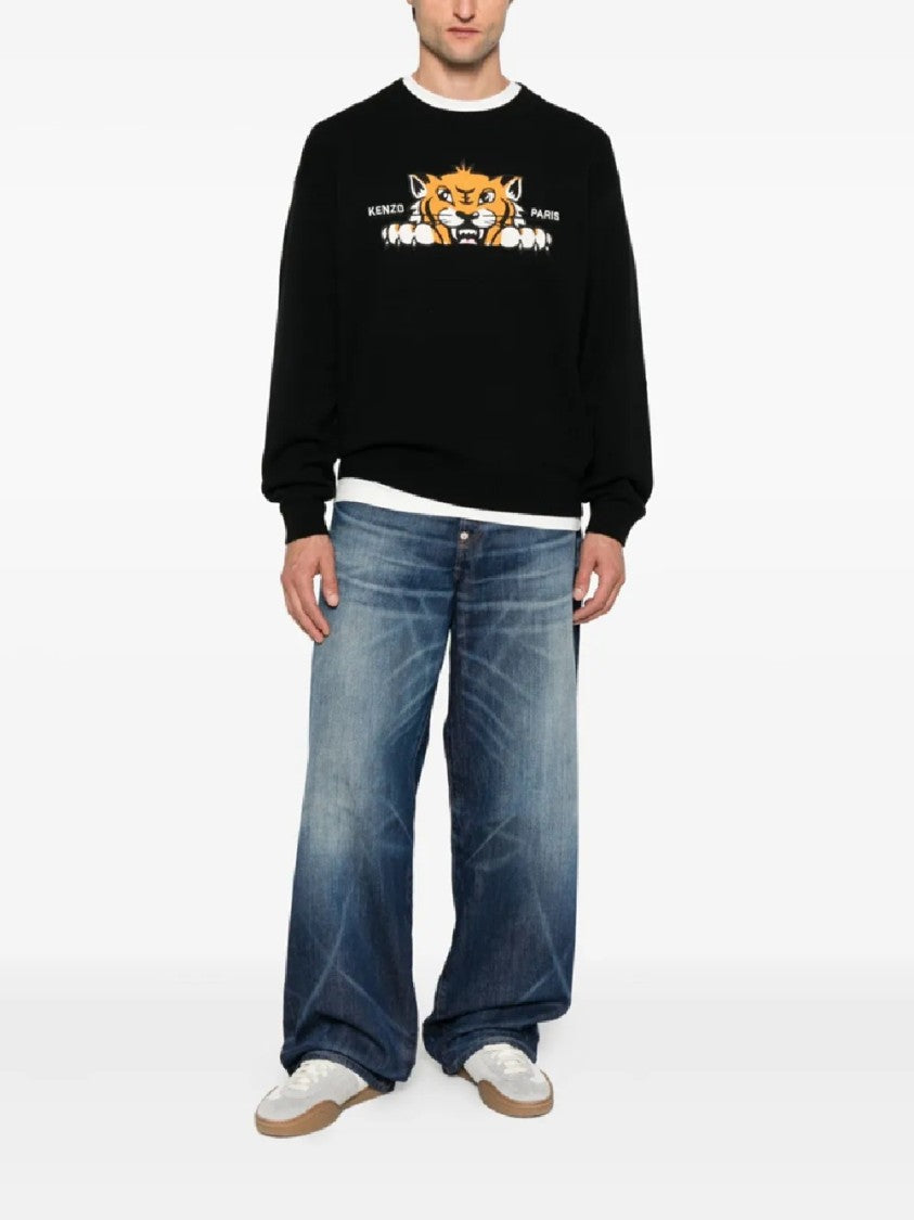 Kenzo Graphic Black Cotton Knitwear
