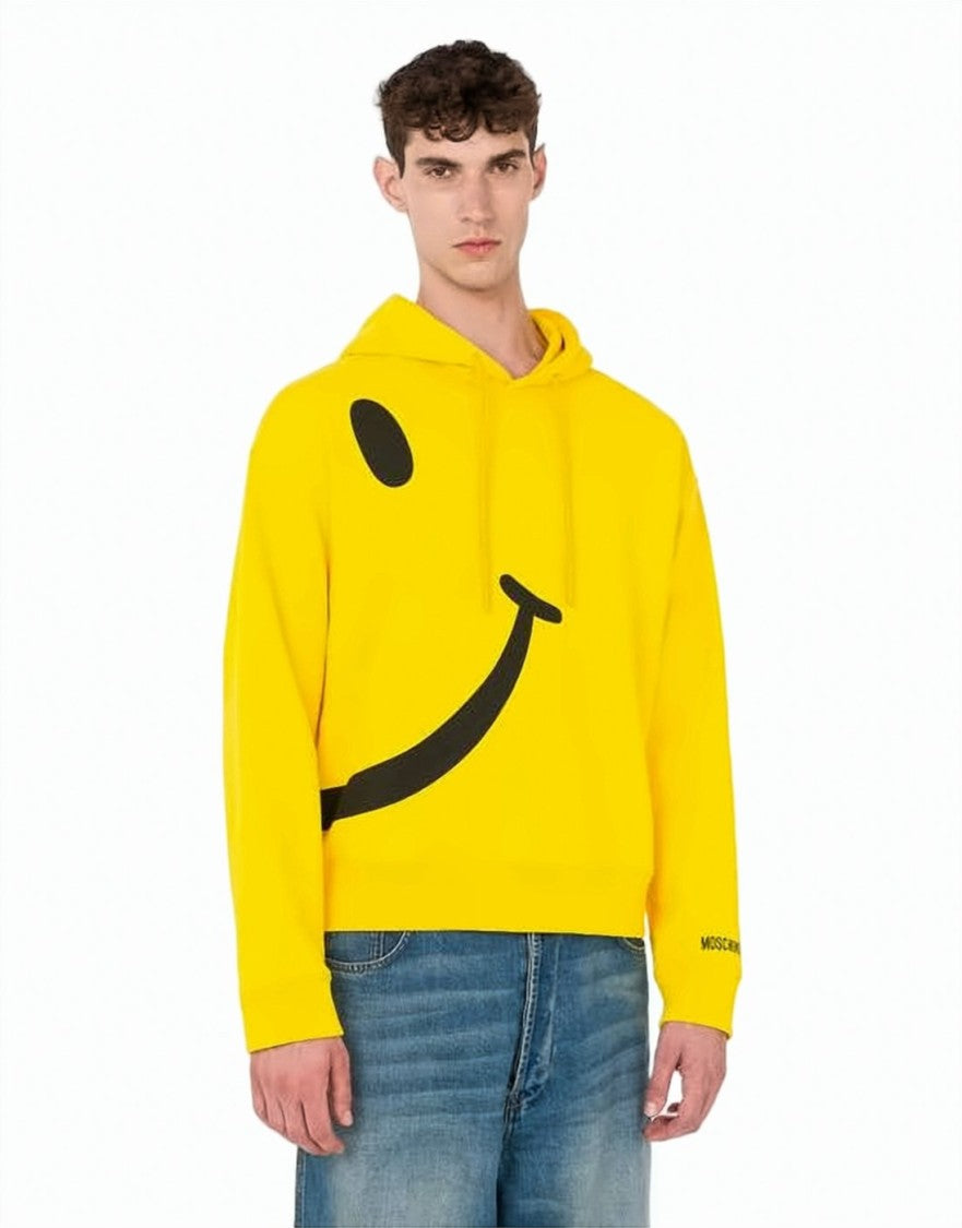 Moschino Bright Yellow Hoodie With Large Smiley Face Graphic