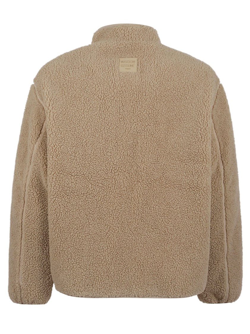 Maison Kitsuné Plush Teddy-Bear Textured Jacket With High Collar