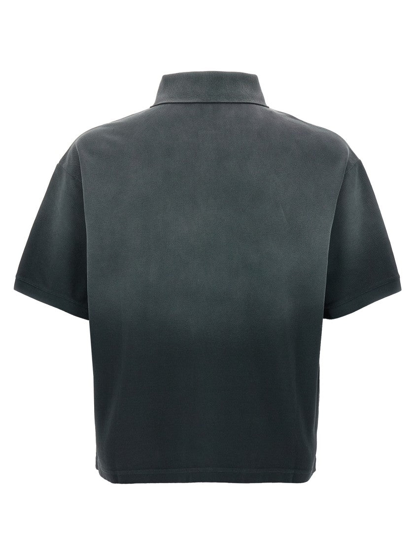 Mcqueen Gradient-Effect Cotton Piqué Polo Shirt With Inverted Velvet Skull Logo