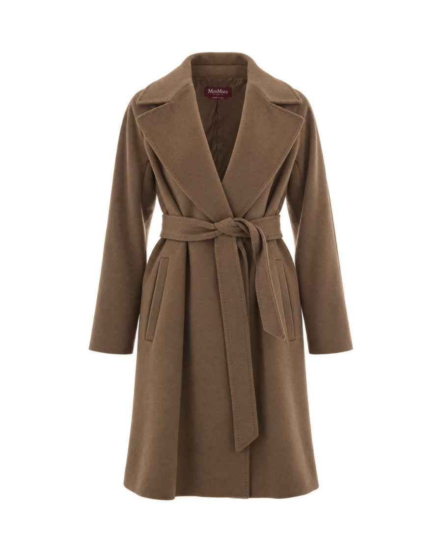 Max Mara Cuoio Ravenna Wool Drap Flared Midi Wrap Coat