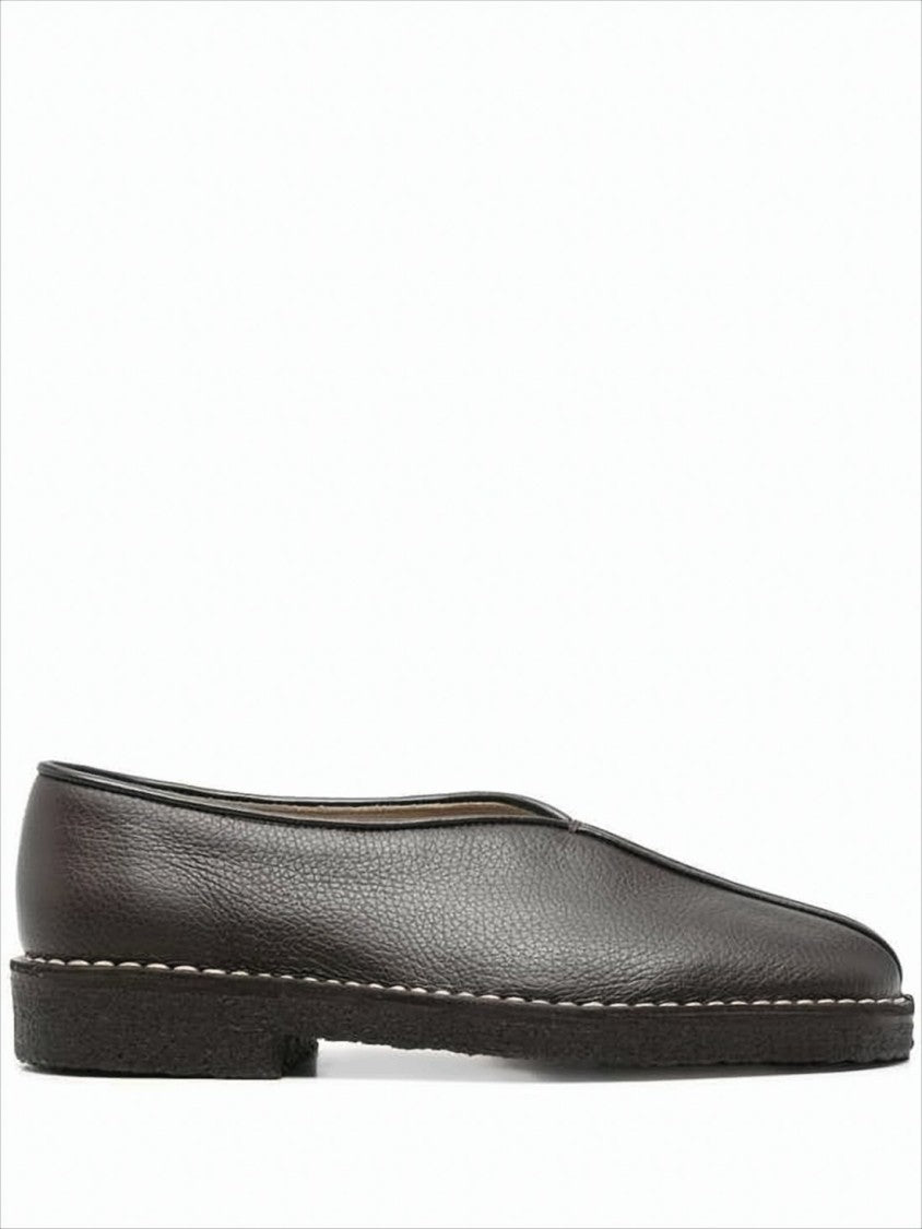 Lemaire Textured Leather Loafers With Central Seam