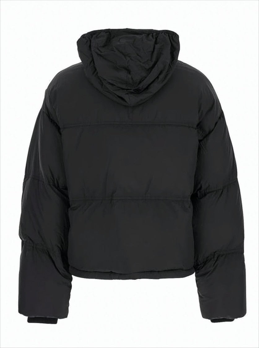Ami Cropped Puffer Jacket With High Collar And Quilted Design