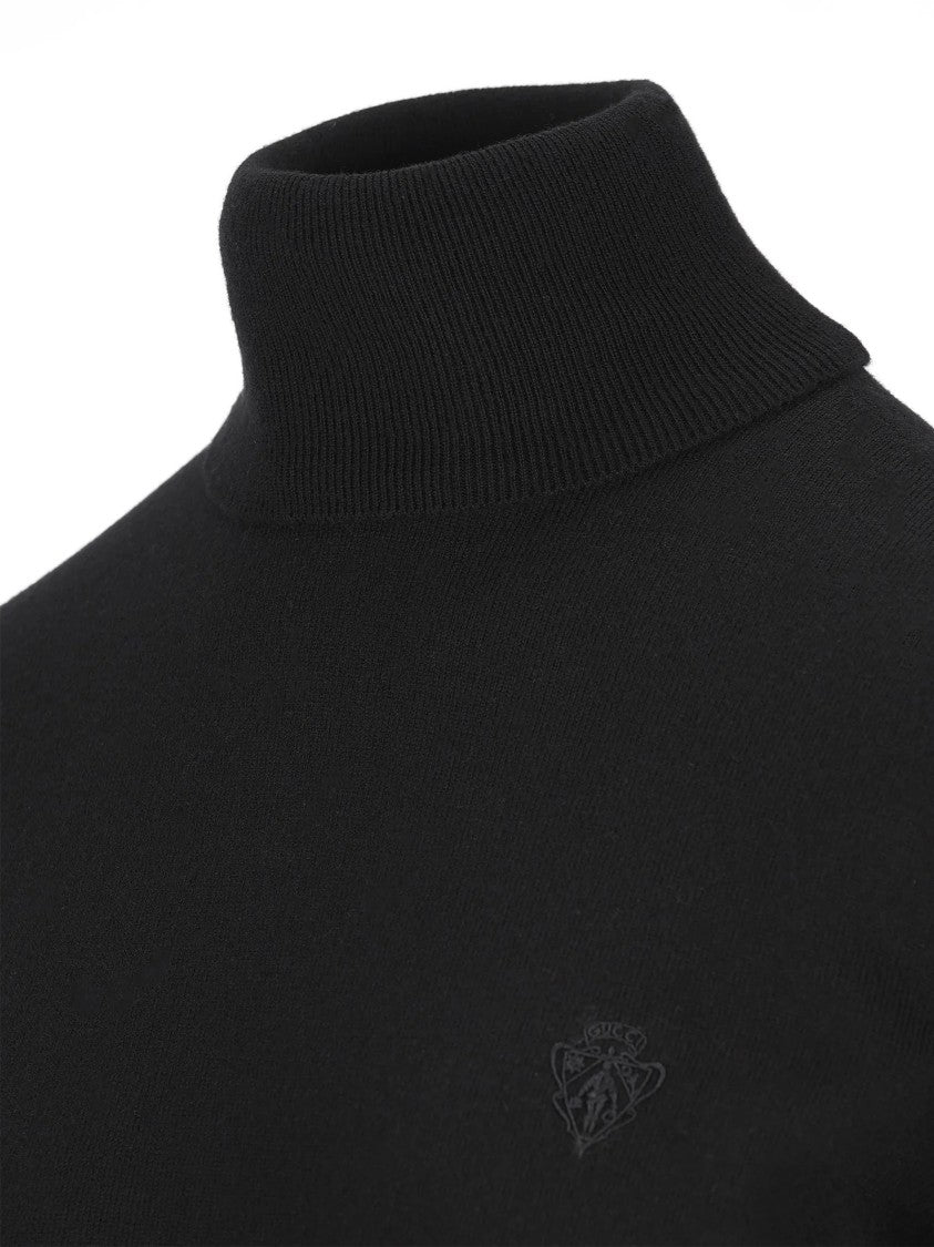 Gucci Black High Kn Fitted Mock Neck Top
