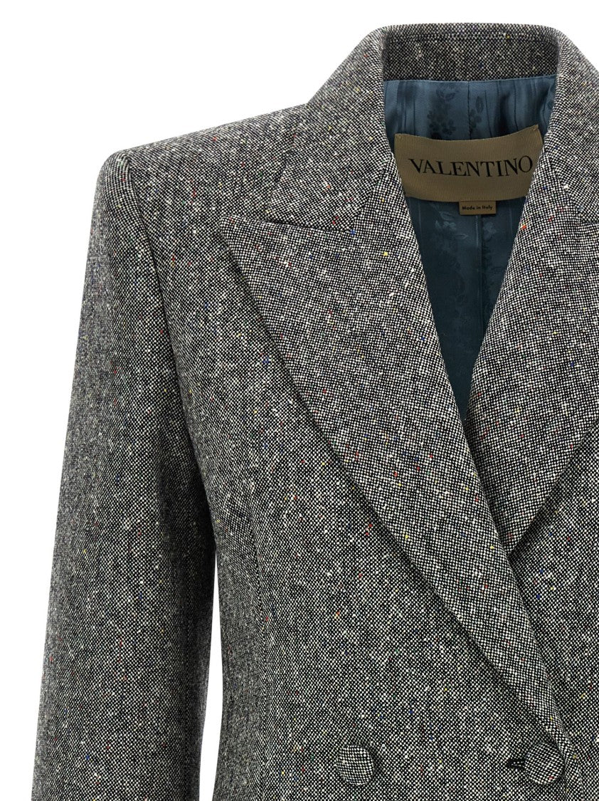 Valentino Garavani Double-Breasted Blazer In Textured Bottonato Natte'