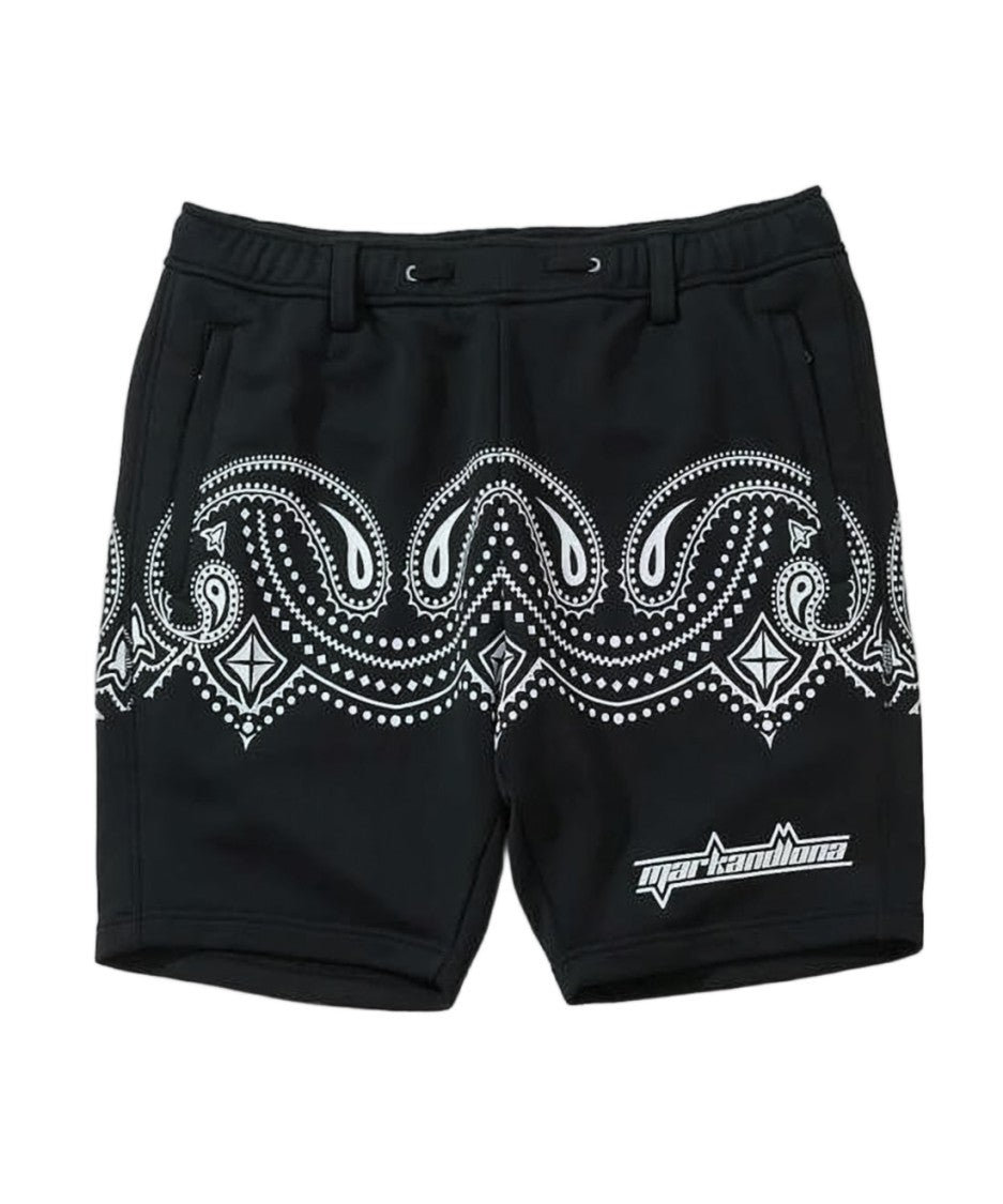 Mark&Lona Black Paisley-Patterned Shorts With Drawstring Waist And Sport Logo