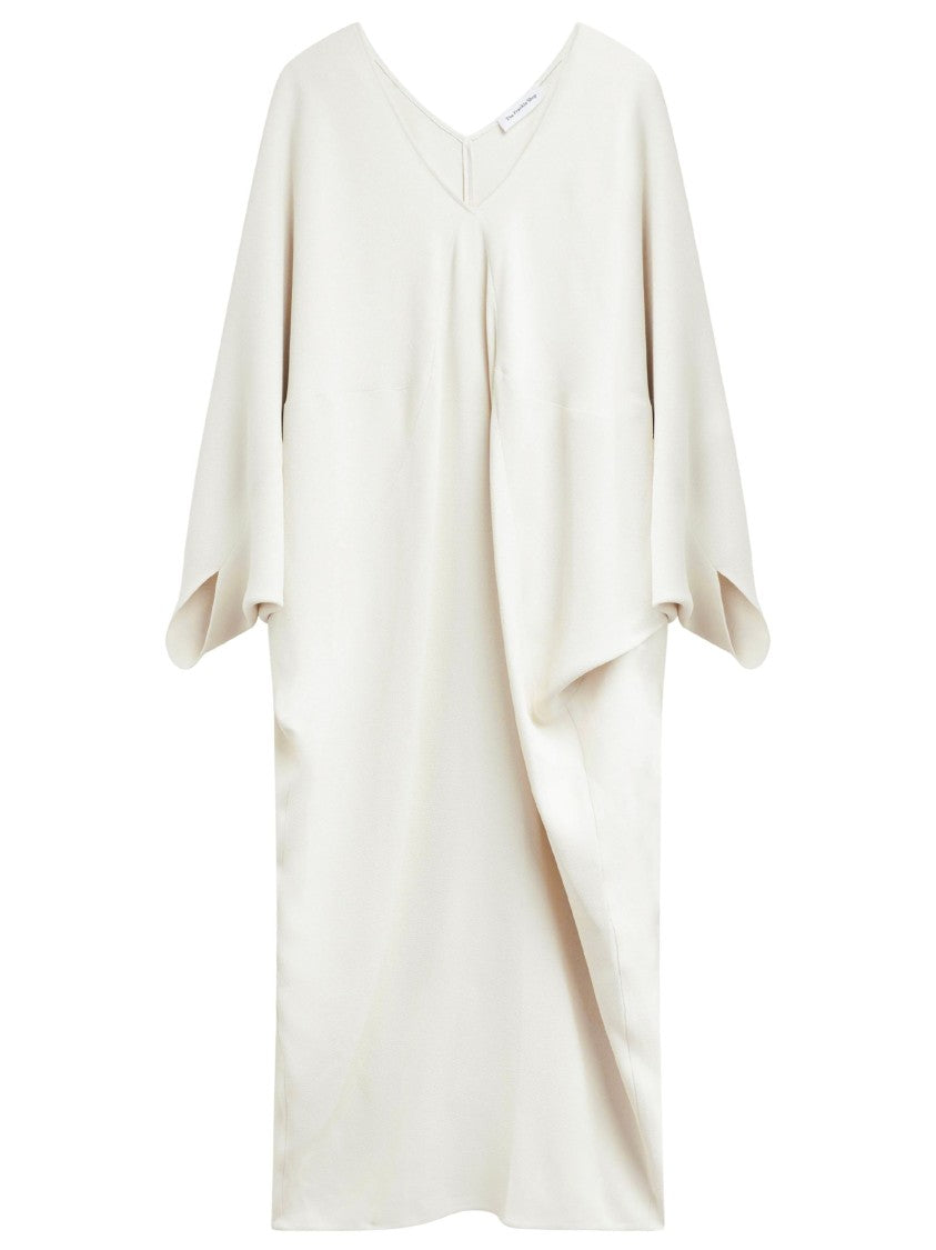 The Frankie Shop Ivory Wide Sleeves Viscose Midi Dress