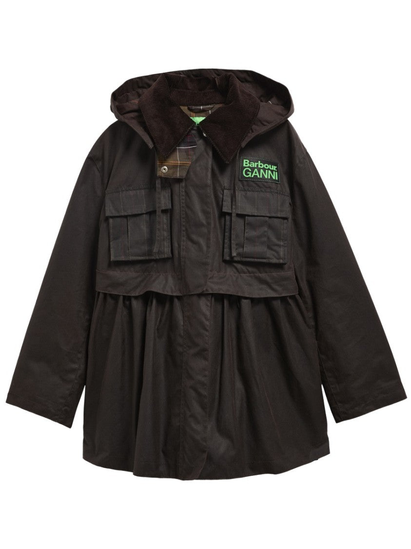 Barbour X Ganni Neutral Barbour X Ganni Waxed Cotton Coat