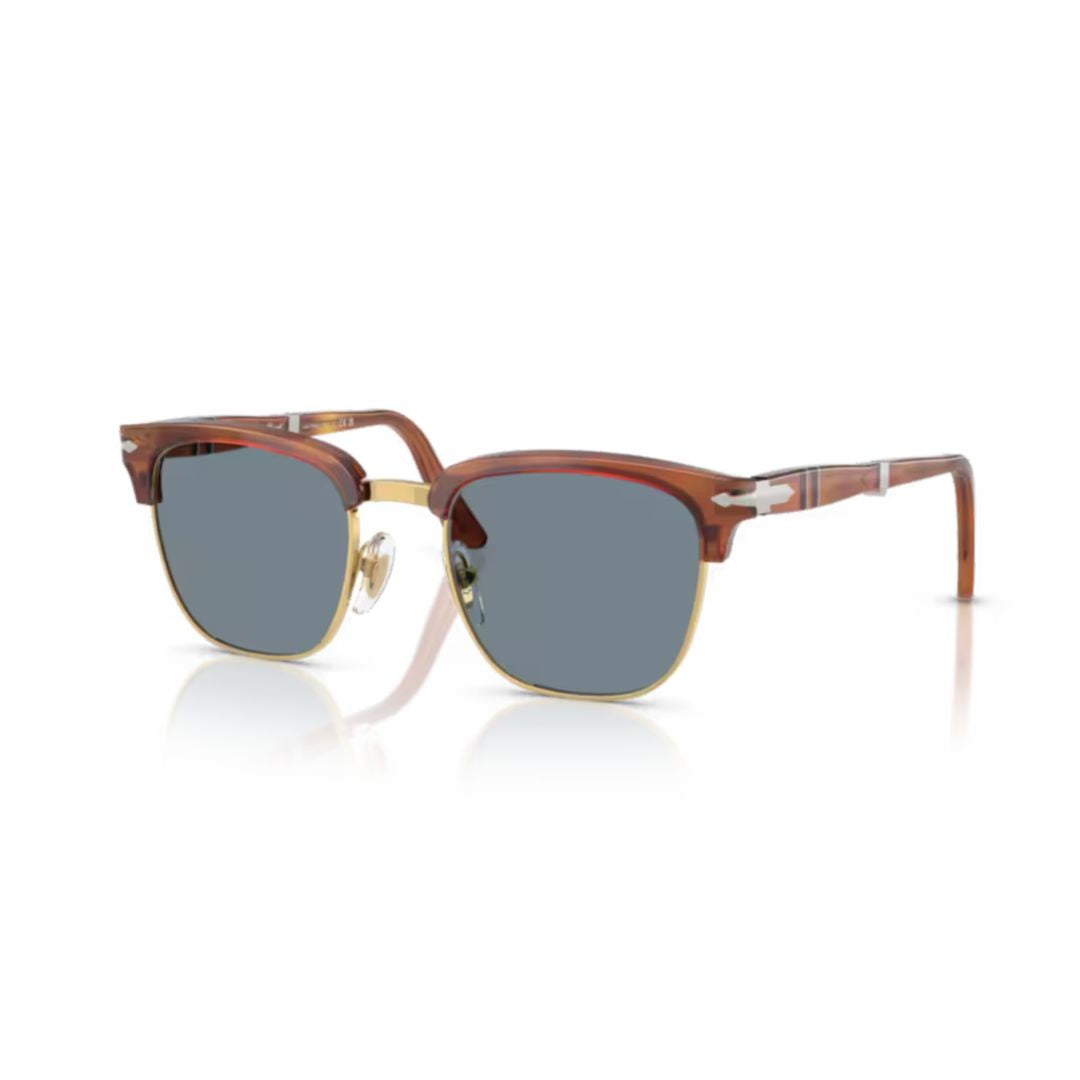 Persol 0Po3375s Classic Tortoiseshell Clubmaster Sunglasses With Gold Accents
