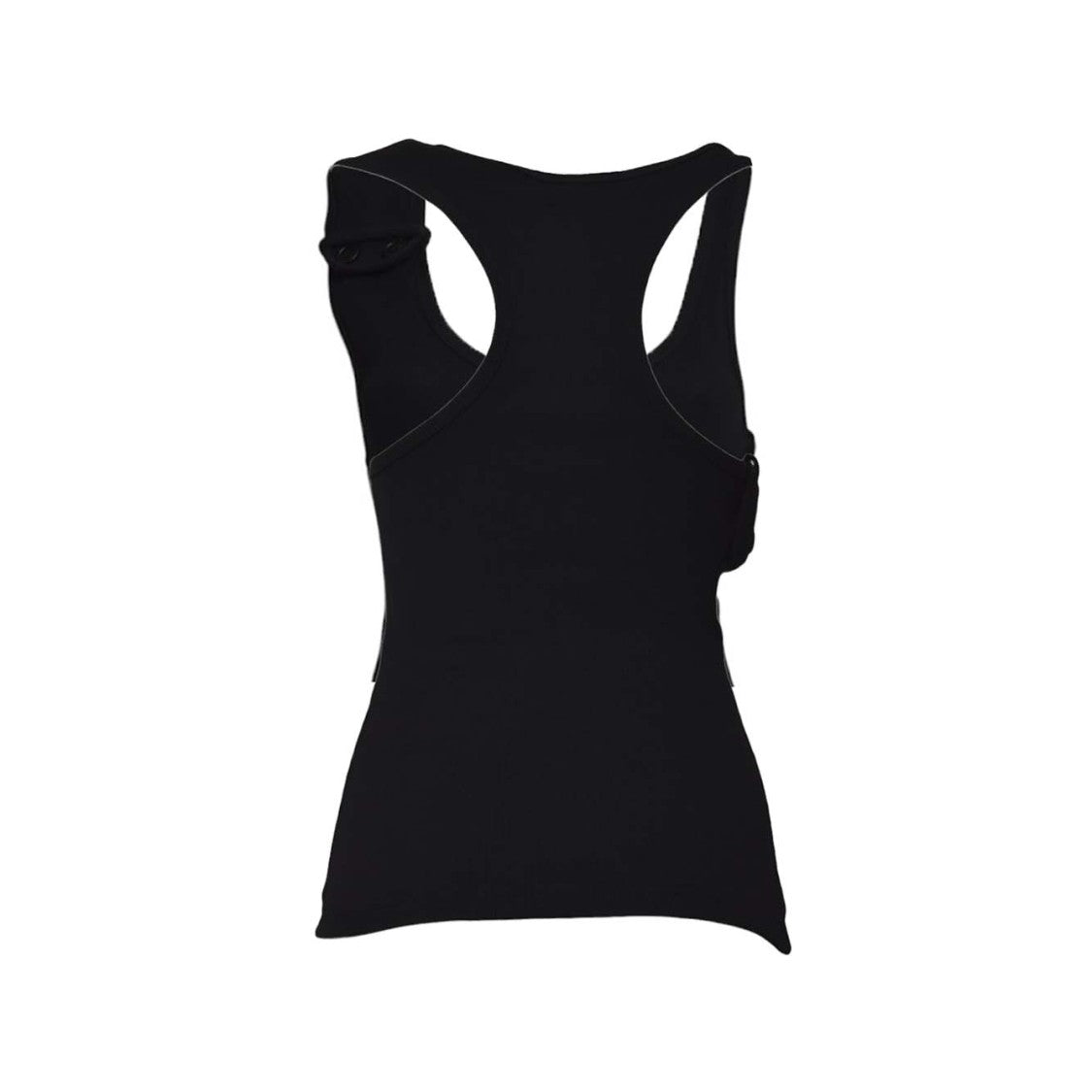 Courrèges Black Ribbed 90's Double Buckle Top