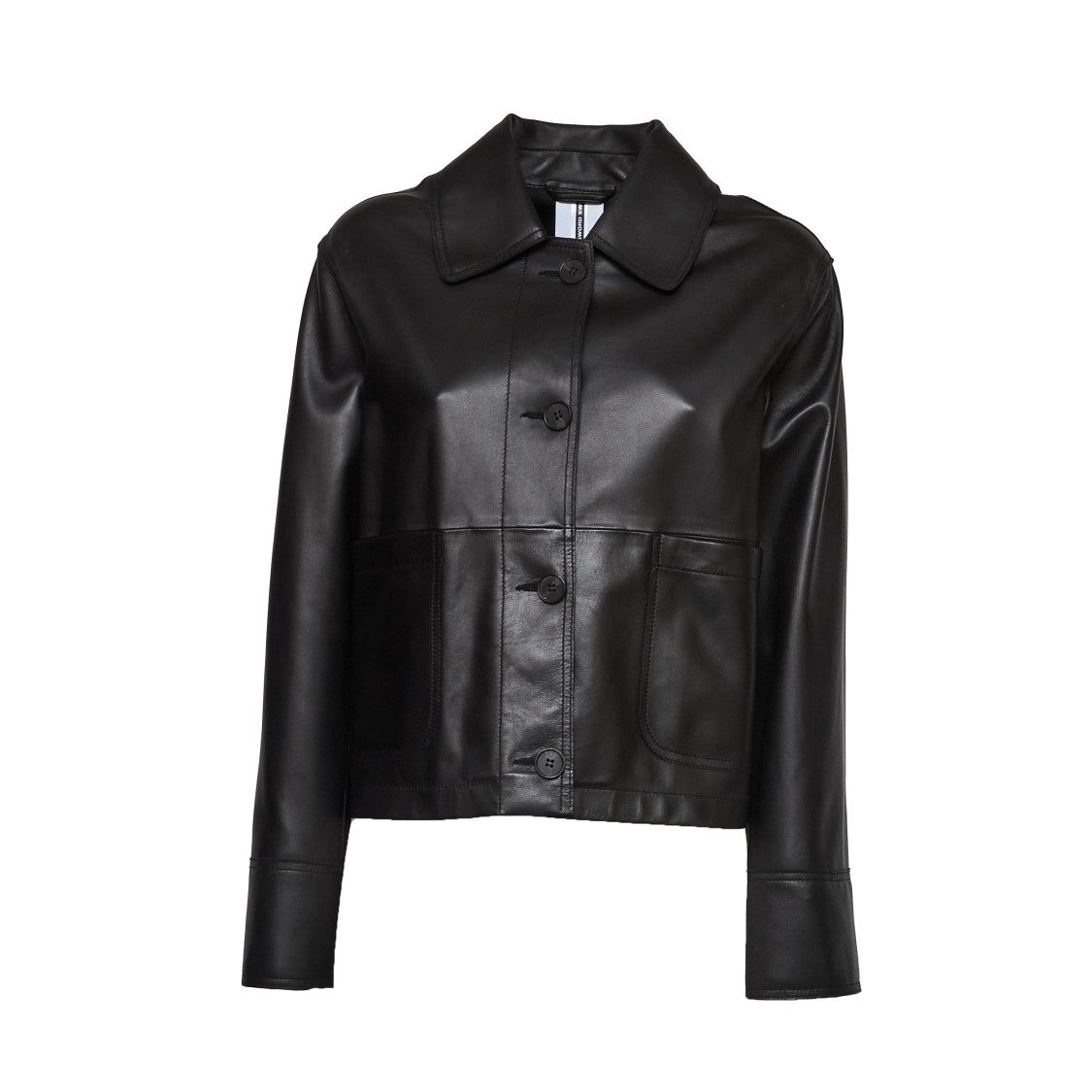 Sword Leather Button Up Collared Leather Jacket