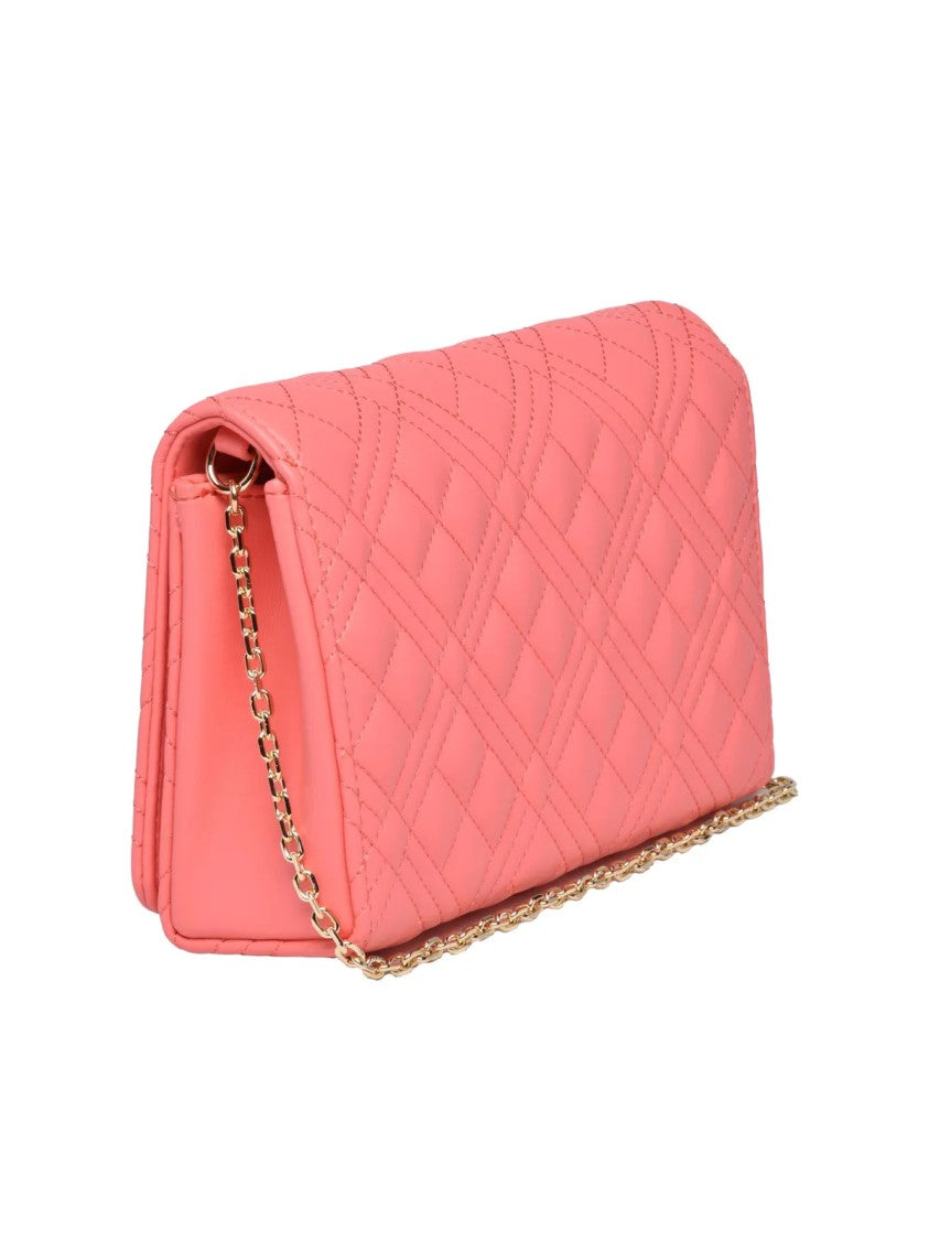 Love Moschino Quilted Red Crossbody Bag With Chain Strap And Logo Plaque