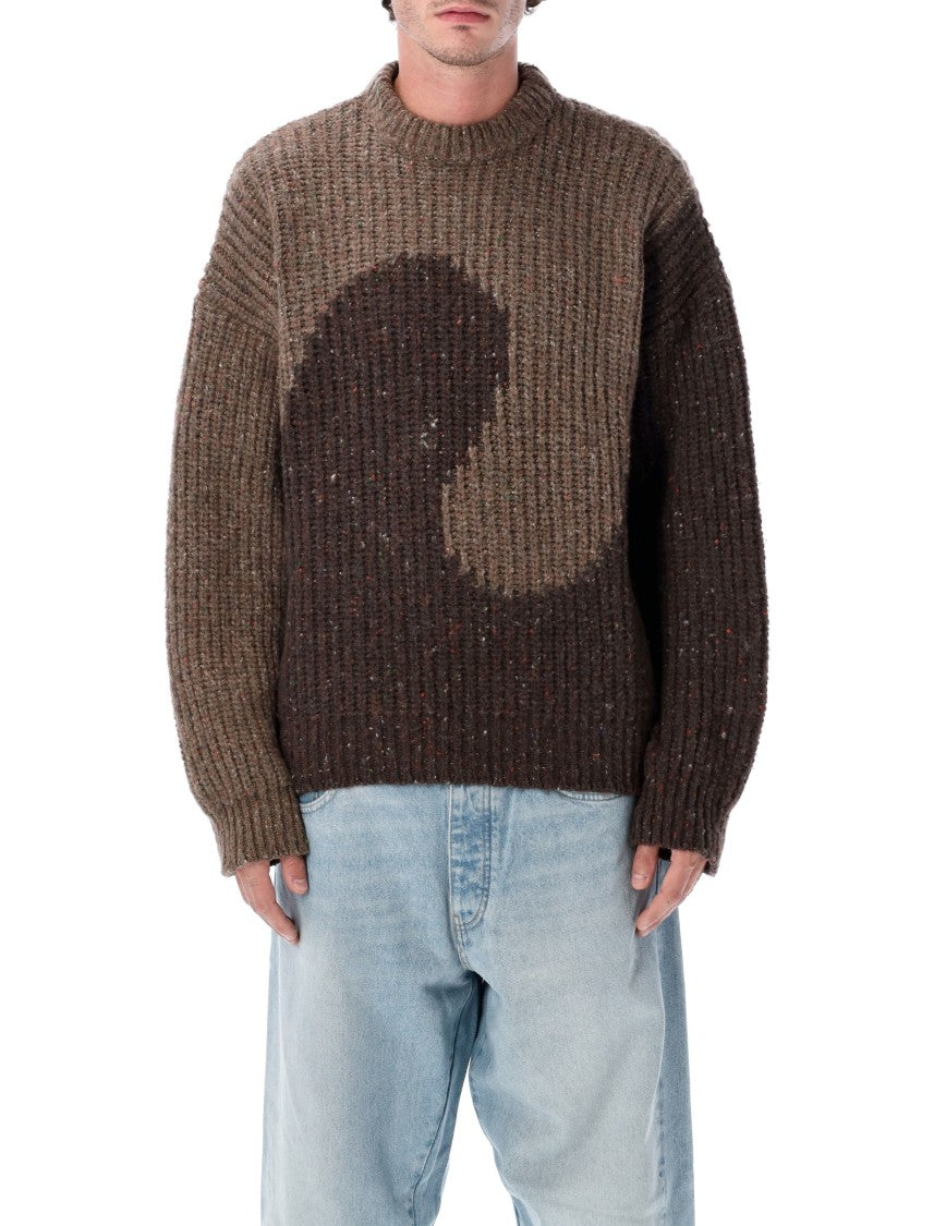 Erl Brown Swirl Wool Crewneck Sweater