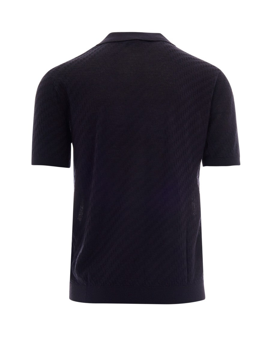 Emporio Armani Textured Knit Polo Shirt With Classic Collar