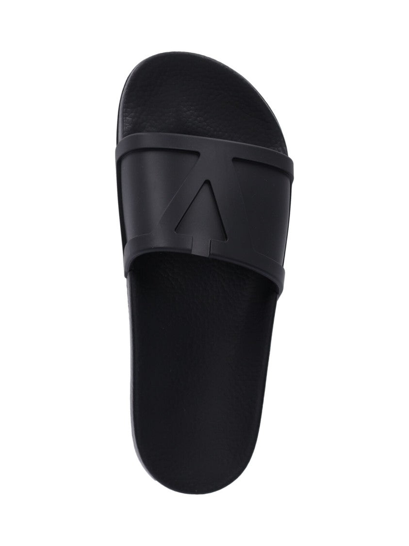 Valentino Garavani Logo Slide Sandals – Black