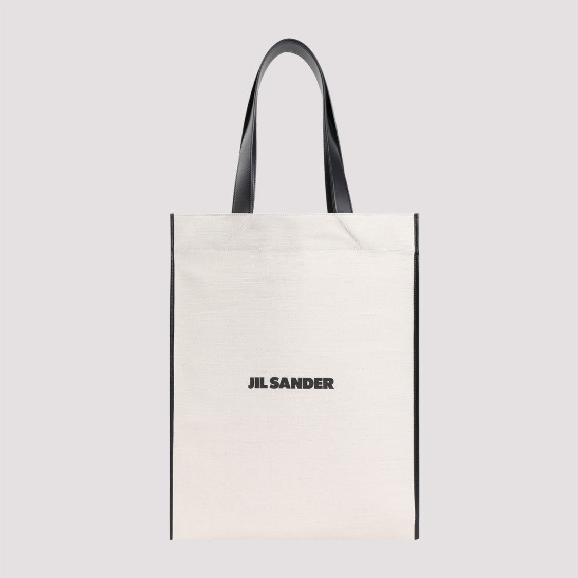 Jil Sander Natural White Cotton Border Book Tote Bag