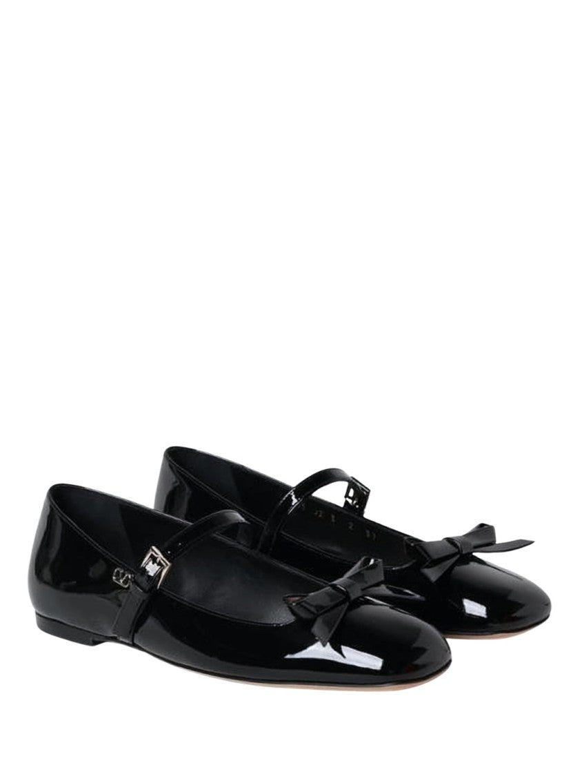 Valentino Garavani Black Patent Leather Flats With Bow Detail