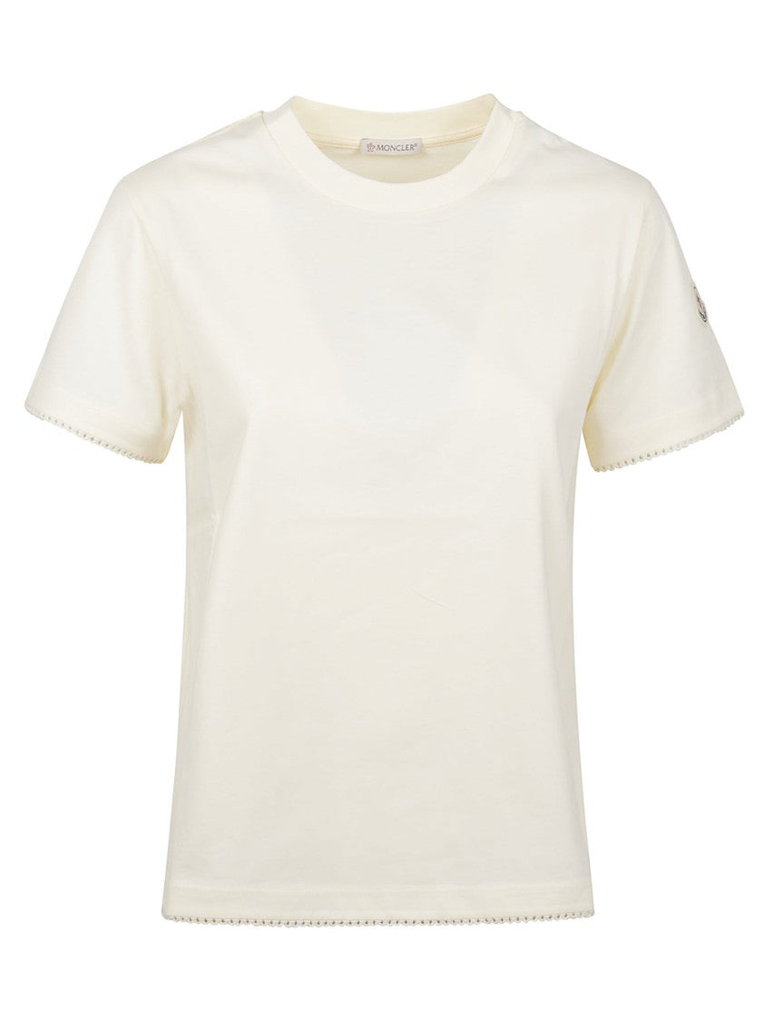 Moncler Minimalist White Cotton Logo T-Shirt