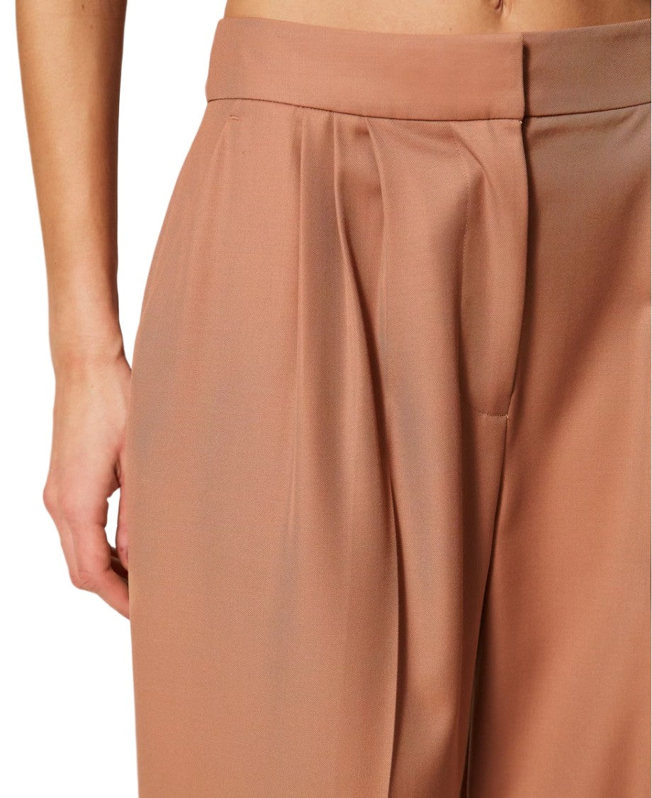 Twin-Set Wool-Blend Front-Pleat Cropped Pants