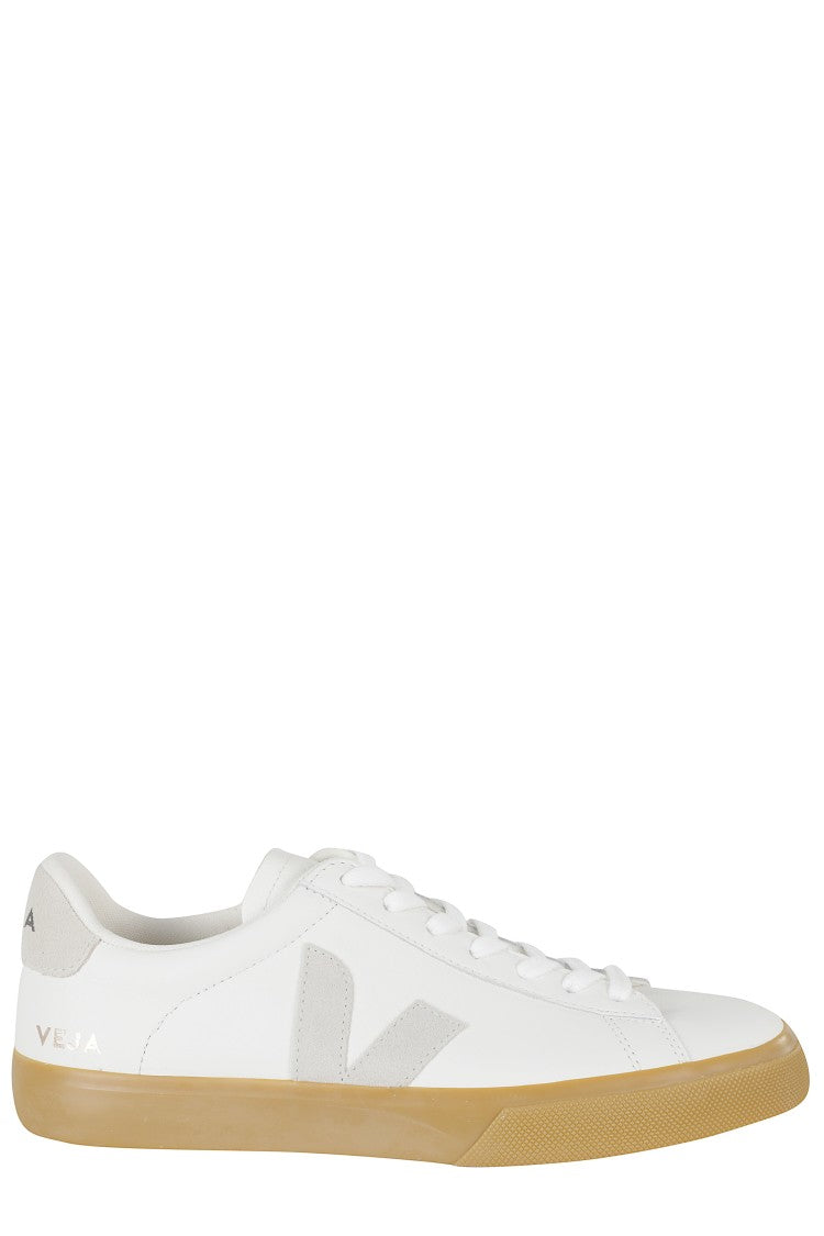Veja White Field Gold Side Logo Leather Sneakers