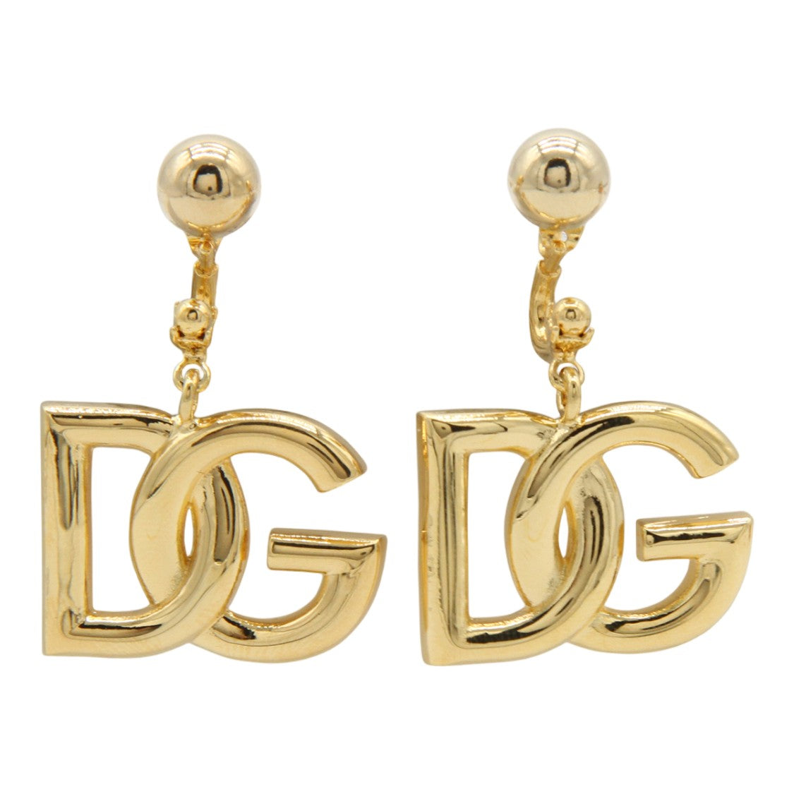 Dolce & Gabbana Polished Gold-Tone Clip-On Earrings With Interlocking Initials