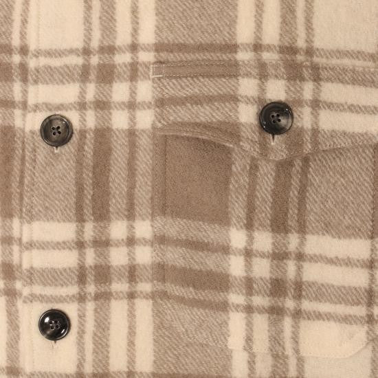 Ami Paris Beige And Cream Plaid Long-Sleeve Shirt With Buttoned Cuffs