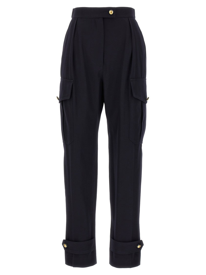 Mcqueen Tailored Black Cargo Pants With Functional Pockets