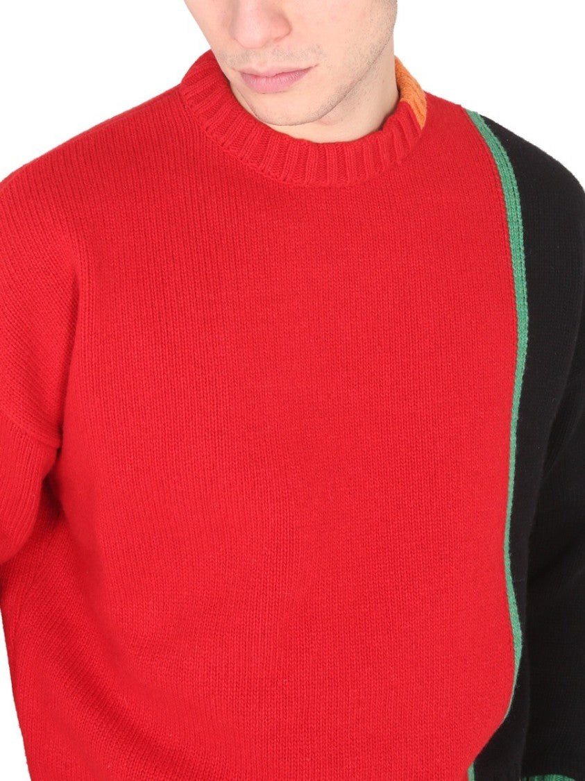 Right For Color-Block Multicolor Mesh Knit Sweater