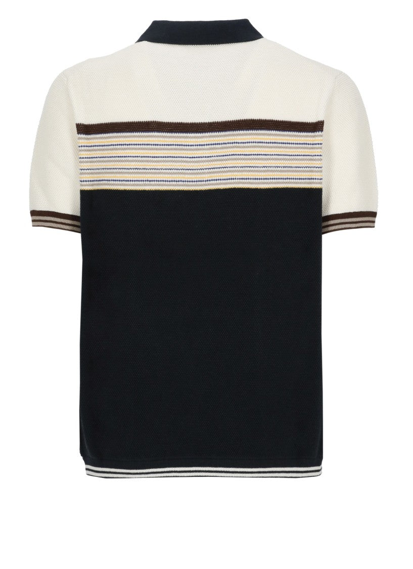 Casablanca Blue Color-Block Cotton-Wool Polo Shirt