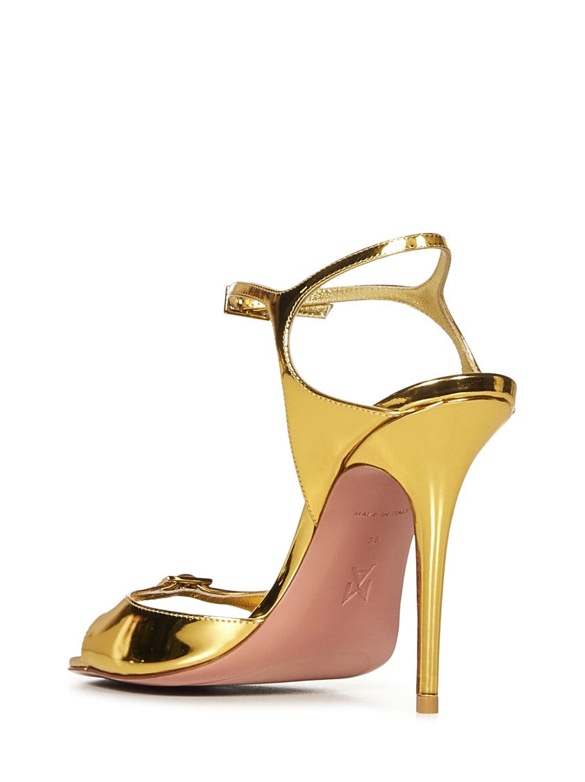 Amina Muaddi Golden Sandals With 105Mm Heel And Elegant Buckles