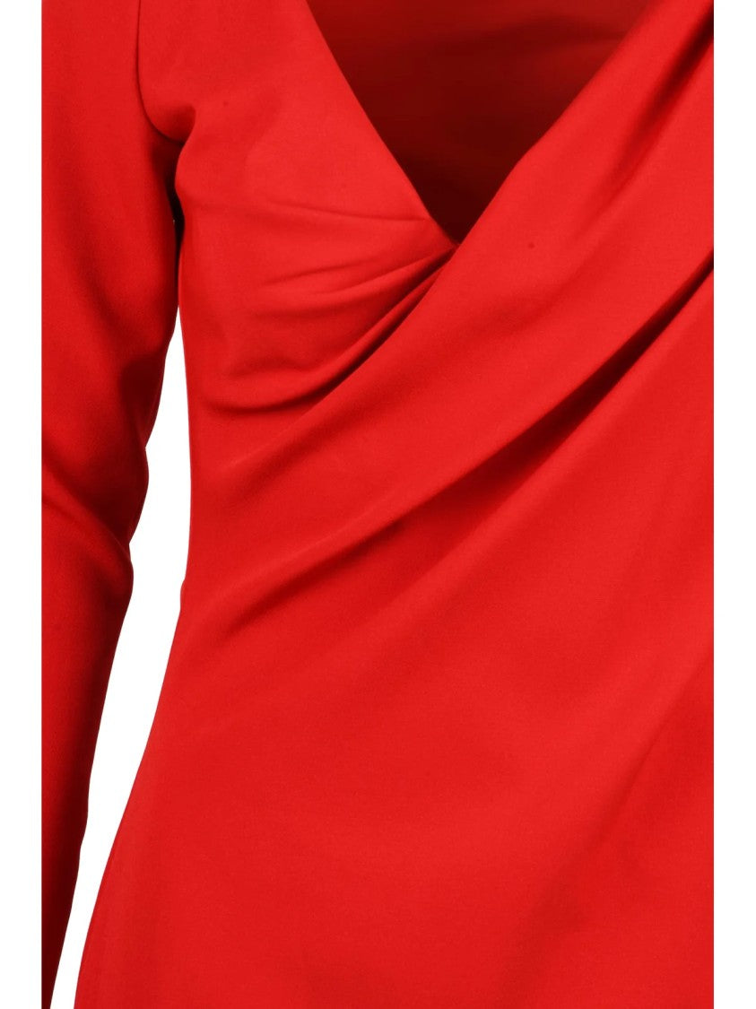 J. W. Anderson Draped Midi Dress With Asymmetrical Neckline And Fitted Silhouette