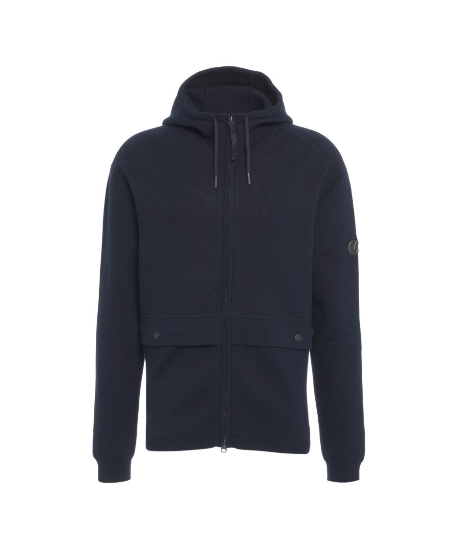 Alpha Tauri Knit Hoodie Jacket With Two-Way Zipper And Adjustable Hood