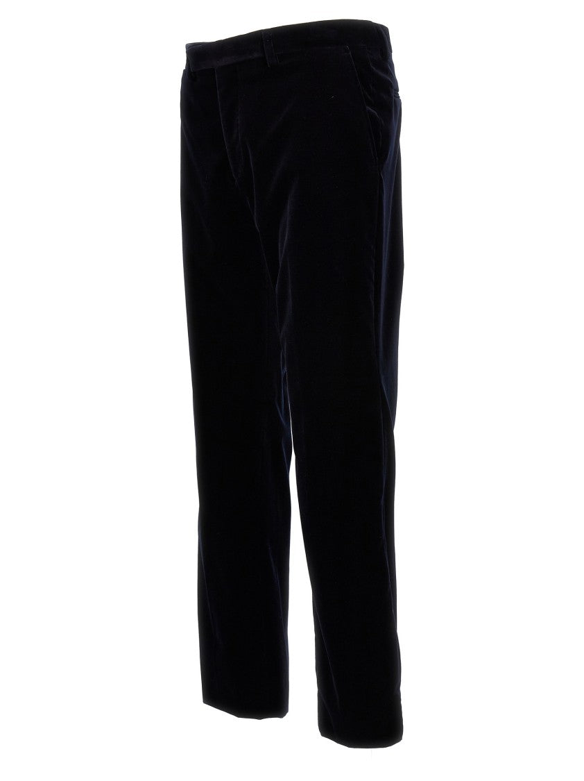 Gucci Blue Velvet Pants With Smooth Texture And Functional Pockets