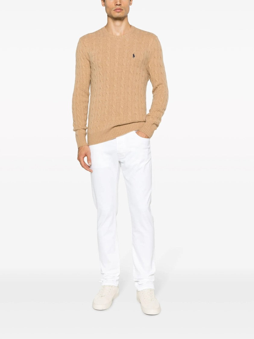 Polo Ralph Lauren Classic Cable Knit Long Sleeve Pullover With Embroidered Logo